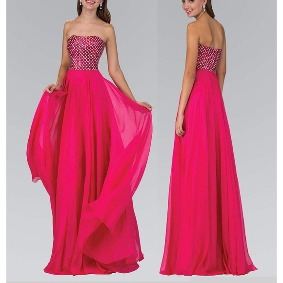 Fabuluxe Couture Dresses & Skirts - Fabuluxe Couture Fuchsia Pink Beaded Jewel Accented Sweetheart Gown Medium NWT